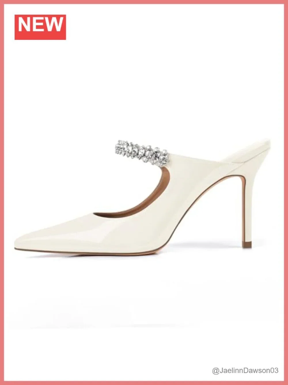 Rhinestone Patent Leather Pointed Toe Slip On Heeled Mules Women's Stiletto